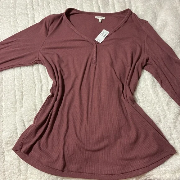 Maurices Dusty Rose Long Sleeve Top - Picture 2 of 3
